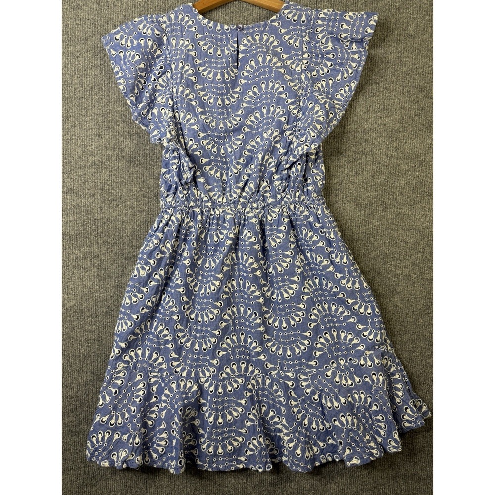 Lipsy London Blue Eyelet Lace Dress Women's Size 6 Flutter Sleeve Cotton - Picture 4 of 12